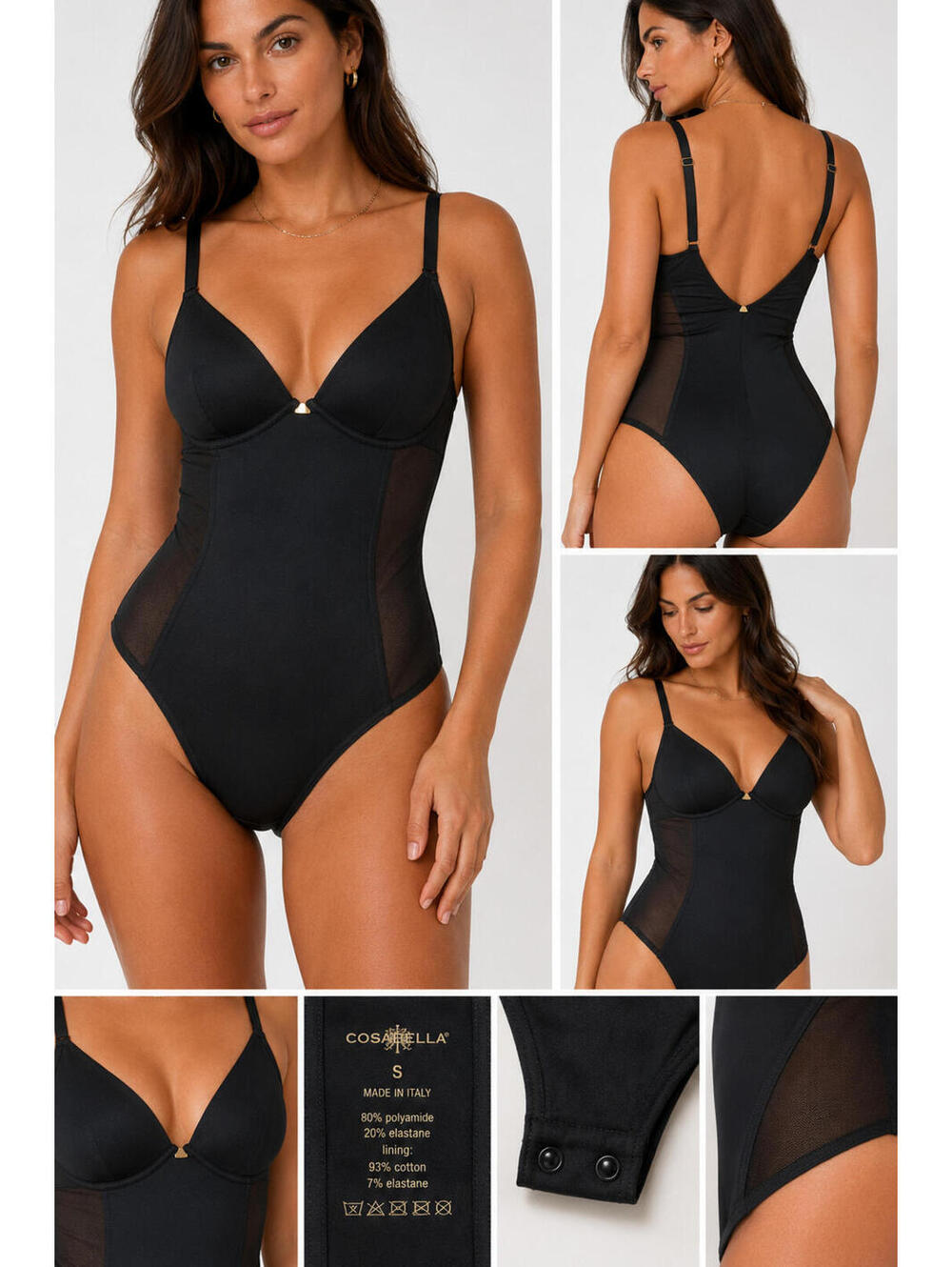 Cosabella Evolution Curvy Teddy Bodysuit Black Small S Lingerie Made in Italy